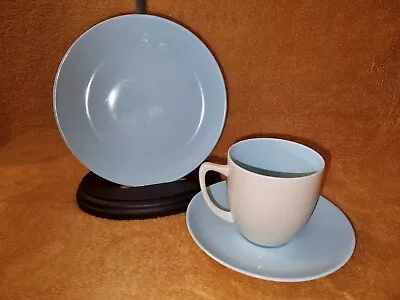 Buy Branksome China Trio, Coffee Cup, Saucer, Plate Two Tone Cream & Blue. Multiples • 7.45£