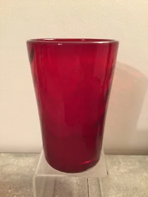 Buy Whitefriars Glass Ruby Wavy Vase • 24.95£