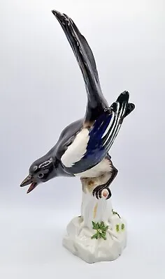 Buy Meissen Porcelain Life Size Magpie  Bird On Stump   • 325£