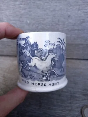 Buy Early Original Antique Small Black/Cream Child's Wild Horse Hunt Cup C1830 • 25£