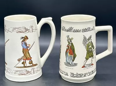 Buy Vintage Pair Of Holkham Pottery Tankards Depicting The English Civil War • 19.95£