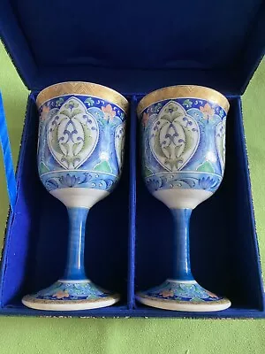 Buy Japanese Pottey Wine Glasses Arita Goblet Blue • 94.95£