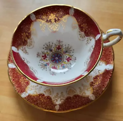 Buy Beautiful Vintage  Paragon Bone China Tea Cup And Saucer  Red And Gold • 21.99£