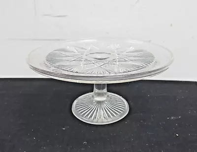 Buy Vintage Cut Crystal Glass Cake Plate Serving Stand Tray 9  Diameter Retro • 9.99£