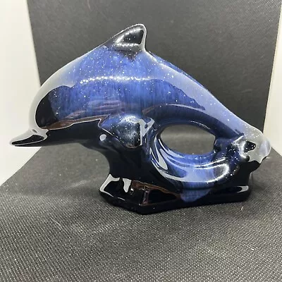 Buy Blue Mountain Pottery Dolphin Figurine Cobalt Blue To Black Drip Glaze Canada • 12.04£