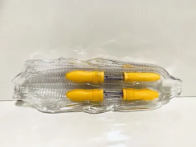 Buy 2pk Corn Tray & Skewers-Clear & Yellow Plastic Butter Tray & Corn Holders  NEW • 11.59£
