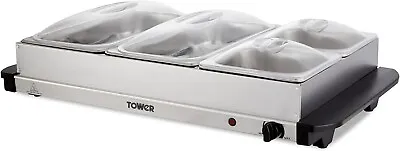 Buy Tower 300W T16041 Stainless Steel 4 Tray Buffet Serve & Plate Warmer - NEW!! • 154.99£