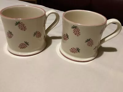 Buy 2 X Brixton Pottery Vintage Small Cream Red Strawberry Print Mugs • 14.99£
