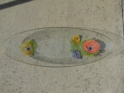 Buy 1960S Chance Glass Longboat Dish ~ Anemone Pattern ~ Michael Harris ~ Floral • 3.99£