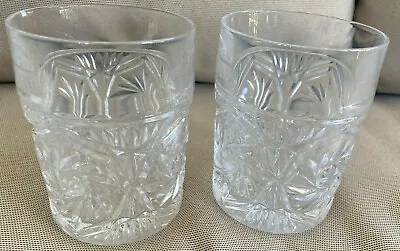 Buy 2 Clear Glass Tumblers Czechoslovakia Czech Pinwheel Glasses Low Ball Maker ? 4  • 16.52£