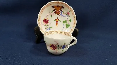 Buy Antique Hand Painted Meissen Rock Bird Floral Kakiemon Demitasse Cup Saucer 2nd • 95.01£