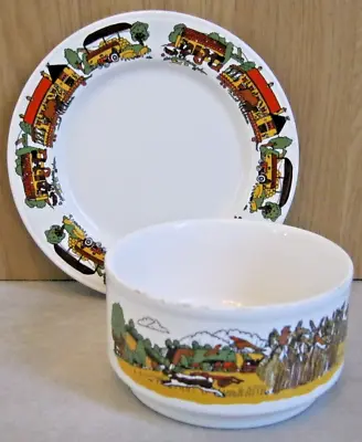 Buy Staffordshire Potteries Buttercup Child's Plate & Bowl Set - Farmyard Tractor • 7.50£