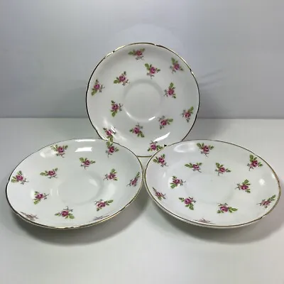 Buy Royal Grafton Fine Bone China Saucers Set Of 3 Smooth Pattern 8763 Pink Roses • 8£