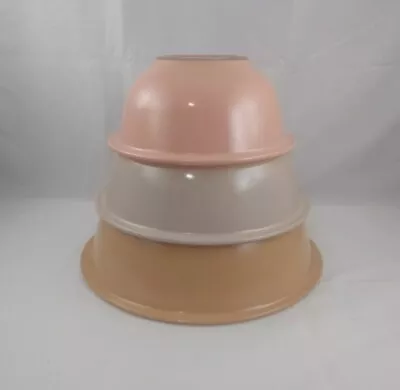 Buy Vintage Pyrex Mixing Bowl Set Nesting Autumn Rainbow Clear Bottom 322 323 325 • 30.19£