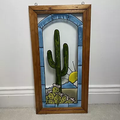 Buy Cactus Large Suncatcher Stained Glass Framed Art Open Windows Colorado • 95£