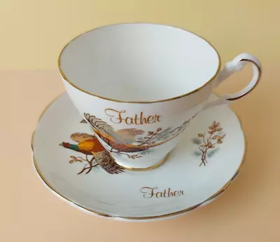 Buy Vintage Argyle Fine Bone China Gilded Cup & Saucer 'Father' Pheasant Design • 6.50£