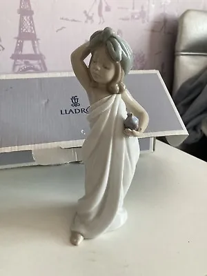Buy Lladro 6799  Just Like - Boxed Girl In Towel With Blue Perfume Bottle • 71.99£