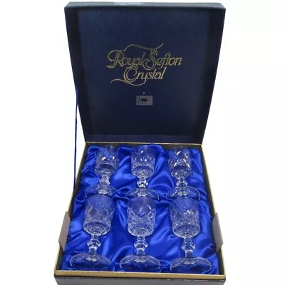 Buy Royal Sefton Crystal Wine Glasses 4  By Rayware Cut Glass 10cm Tall Boxed • 24.99£