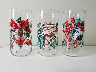 Buy Lot Of 3 Vtg Christmas Glassware Cups Ornament Ribbon Design House Of Lloyd 1993 • 8.63£