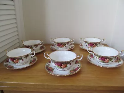 Buy Vintage Royal Albert Old Country Roses Bone China Soup Coupes And Saucers X 6 • 60£