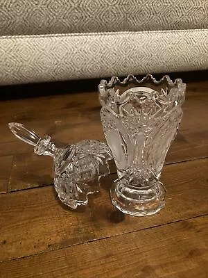 Buy Vintage Heavy Crystal Glass Bon Bon/Candy Dish With Lid And Tall Finial • 10£