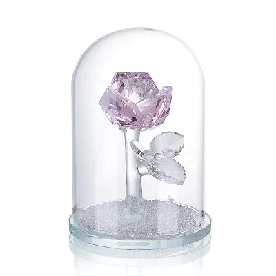 Buy K9 Crystal Enchanted Pink Rose Flower Figuring Ornament In Glass Dome - NOYISTAR • 13£