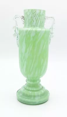 Buy Antique Czech Franz Welz Victorian Cased Green Splatter Glass Vase • 27.95£