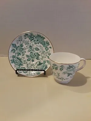 Buy Vintage England Wedgewood Bone China Teacup & Saucer Green Floral • 21.70£