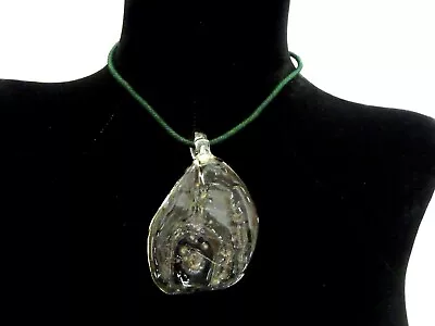 Buy Vintage 1970s Scandinavian Glass Pendant On Cord Necklace • 16£