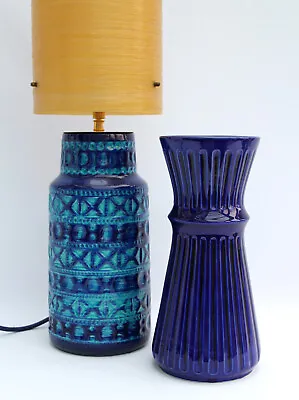 Buy Vintage 60s Royal Norfolk Staffs Pottery Gothic Blue Vase - 25.5cm High • 19£