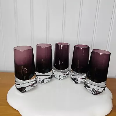 Buy 5 Vintage Scandinavian Purple Plum Amethyst Sommerso Art Glass Shot Glasses NICE • 94.30£
