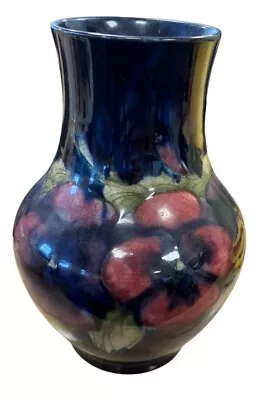 Buy Moorcroft Vase 7” Tall Blue Vintage Floral Red Flower Navy Flower Crackle  • 89.99£