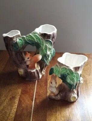 Buy Duo Of Hornsea Pottery Fauna Posy Vases (74 (Twin) - Squirrel & 55 - Rabbit) • 19.40£