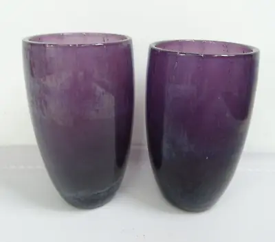 Buy A Pair Vintage Deep Purple Amethyst Bubble Hand Blown Glasses Highball • 28.45£