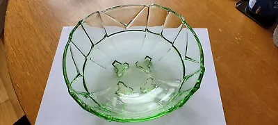 Buy Sowerby Art Deco Glass Fruit Bowl Green Glass • 12£