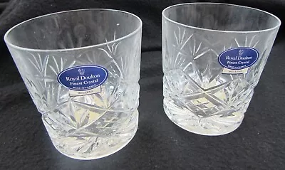 Buy Pair Of Royal Doulton Hellene Crystal Whisky Glasses Tumblers Boxed  • 16£