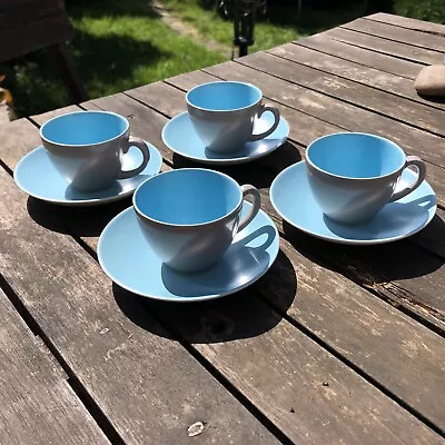Buy Poole Pottery Expresso/Small Cups And Saucers X3 Grey/blue Two Tone • 20£