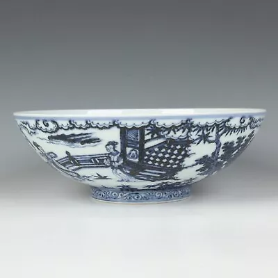 Buy Chinese Antique Blue And White Porcelain Character Story Pattern Bowl • 0.80£