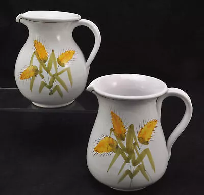 Buy Pair Of Hand Painted Italian Pottery Harvest Wheat Pitchers Pippo Cetona • 42.69£
