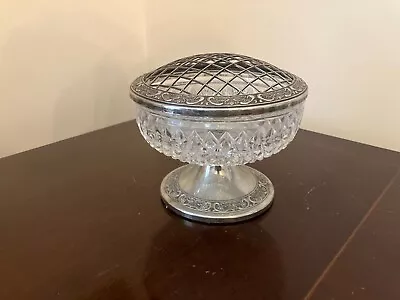 Buy Cut Glass Pedestal Vase. Silver Plate Decorated Base And Rim, Removable Grille. • 0.99£