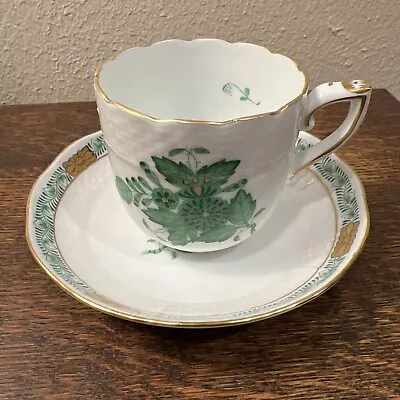Buy Herend Chinese Bouquet Green Demitasse Chocolate? Cup & Saucer #1 • 24.97£