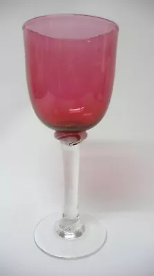 Buy  Louis Thompson  Signed, Art Glass, Large  Cranberry Wine Glass , (21.5 Cm). • 15£