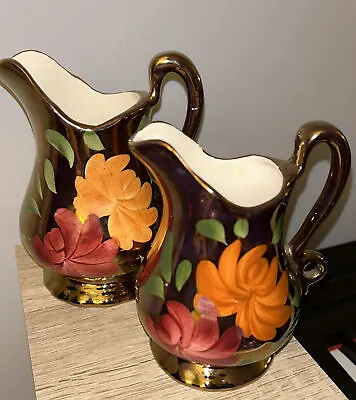 Buy Two Oldcourt Ware Vintage Handpainted Gold Lustre Vases Jugs Pitcher Art Deco • 30£