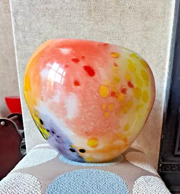 Buy Large Murano Style Multi Coloured Crystal Cased Glass  Vase • 32£