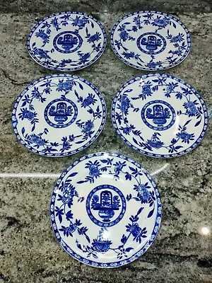 Buy 5 X ANTIQUE MINTON CHINA SIDE /CAKE PLATES.  'DELFT' PATTERN. Blue & White. • 5£