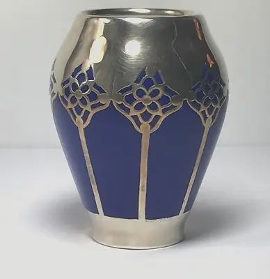 Buy Small 3  Vase Cobalt Blue Porcelain Silver Overlay 343 • 61.30£