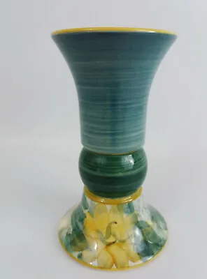Buy Vintage Small Jersey Pottery Yellow And Green/Teal Hand Painted Vase Signed C.L. • 14.99£