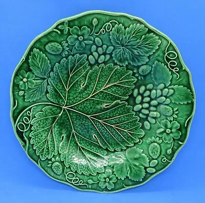 Buy . Majolica Green Glaze Vintage Victorian Antique Strawberry Plate Platter A • 45£