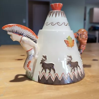 Buy CLARICE CLIFF Teepee Teapot Greetings From Canada Circa 1930 Native American  • 577.77£