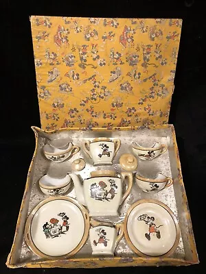 Buy VINTAGE 1930's MICKEY MOUSE PORCELAIN CHILD’S TEA SET IN RARE GRAPHIC BOX JAPAN • 431.57£